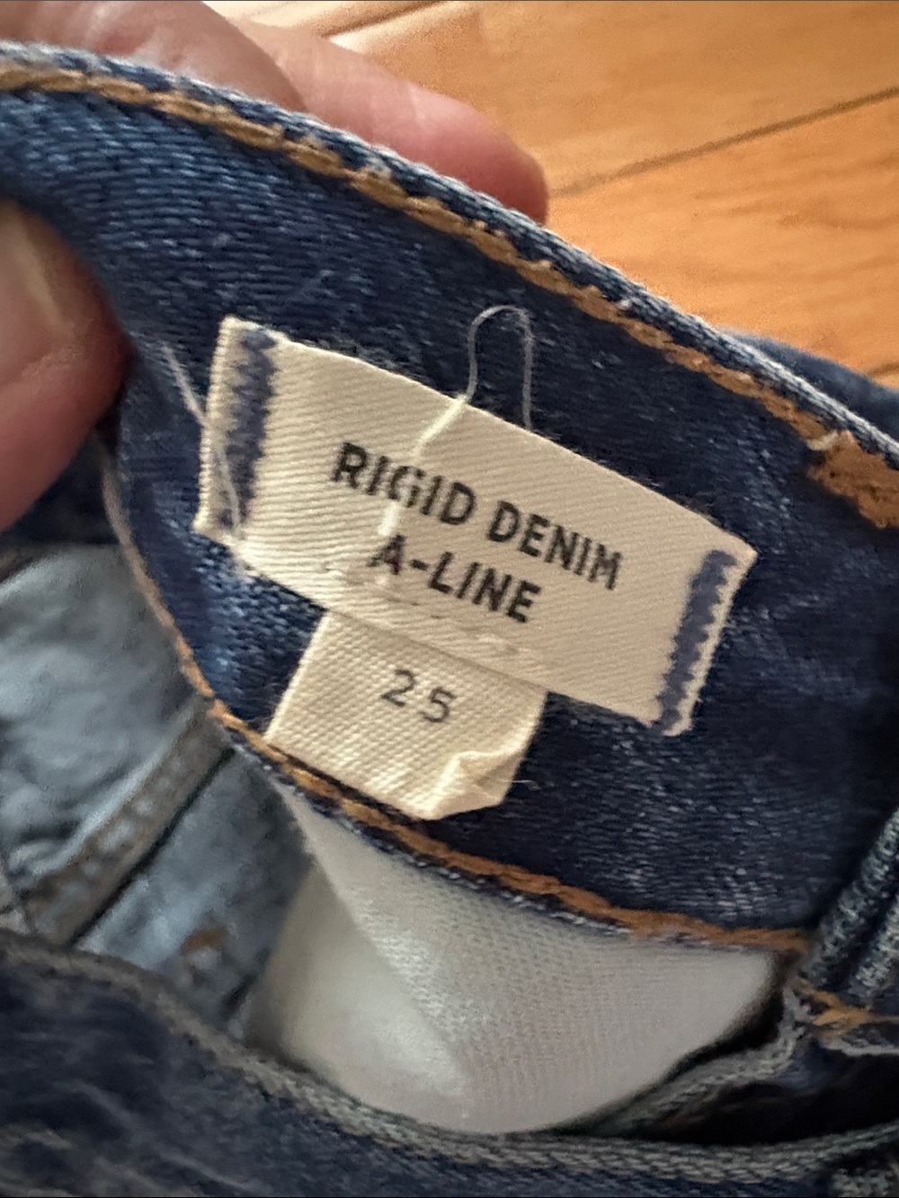 Madewell Distressed Dark Blue Denim Mini Skirt - Picture 3 of 11